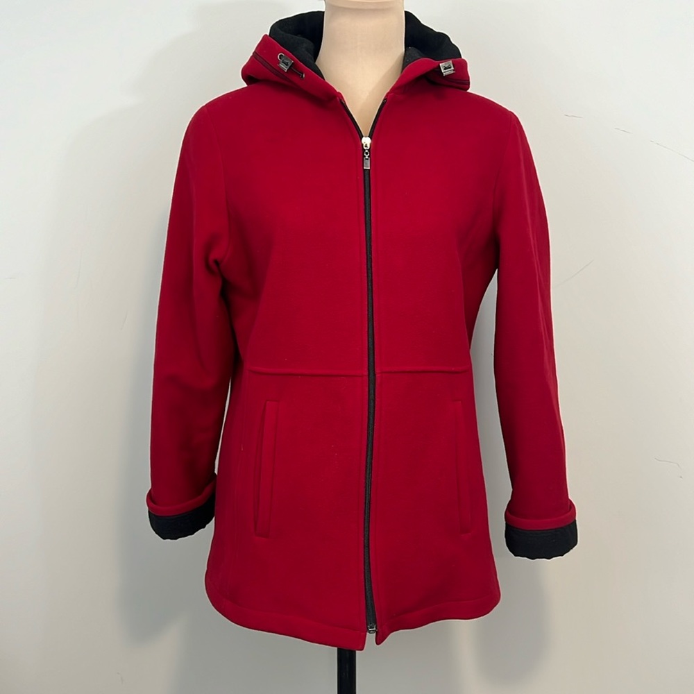 Forecaster‎ Of Boston Red Vintage Full Zip Hooded Peacoat Lambswool Pockets 4